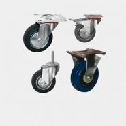 Промышленные колесные опоры, полуэластичная черная резина