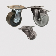 Колесные опоры цельнометаллические, платформенное крепление, цельнолитой ролик.