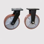 Колесные опоры большегрузные, поворотные и неповоротные. Полиуретановый контактный слой. Грузоподъемность 1000 кг.