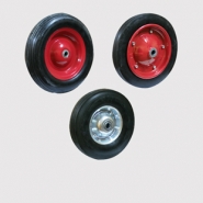 Колеса на литой резине, без опоры. Крепление на ось.